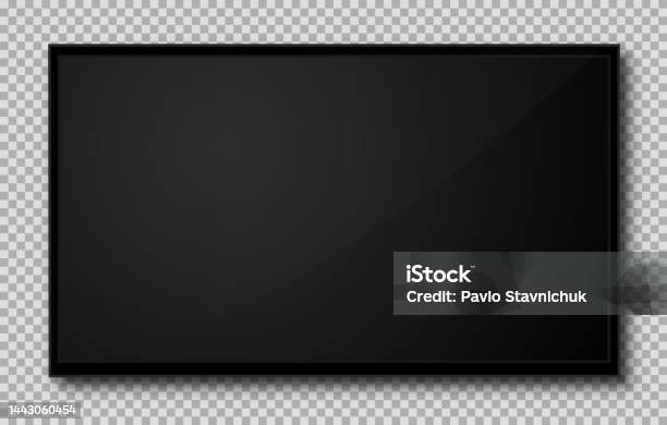 Tv Guide Empty Tv With Empty Black Screen Empty Tv Frame With Shadow Isolated On ...