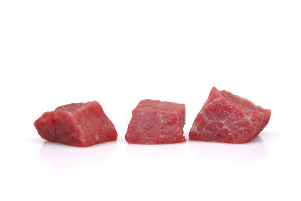 istock Several pieces of beef isolated on a white background 1443061876