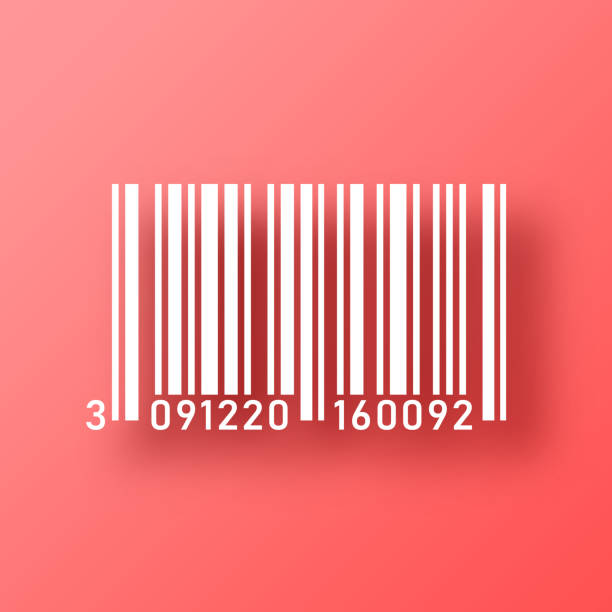 Barcode. Icon on Red background with shadow White icon of "Barcode" isolated on a trendy color, a bright red background and with a dropshadow. Vector Illustration (EPS file, well layered and grouped). Easy to edit, manipulate, resize or colorize. Vector and Jpeg file of different sizes. 3d barcode stock illustrations