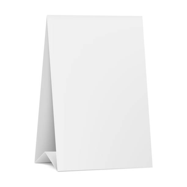 stockillustraties, clipart, cartoons en iconen met blank white paper table card. vector illustration. - tent