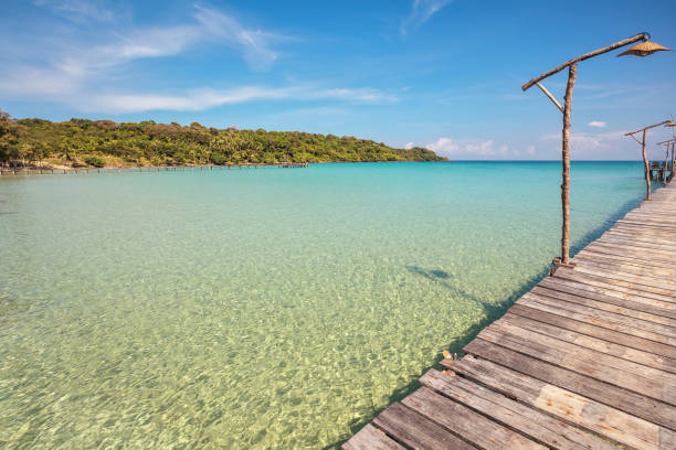 istock Wooden pier at tropical beach. Thailand 1443066021