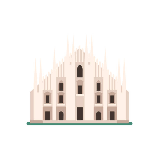 ミラノ大聖堂、フラットスタイルのイラスト - cathedral点のイラスト素材／クリップアート素材／マンガ素材／アイコン素材