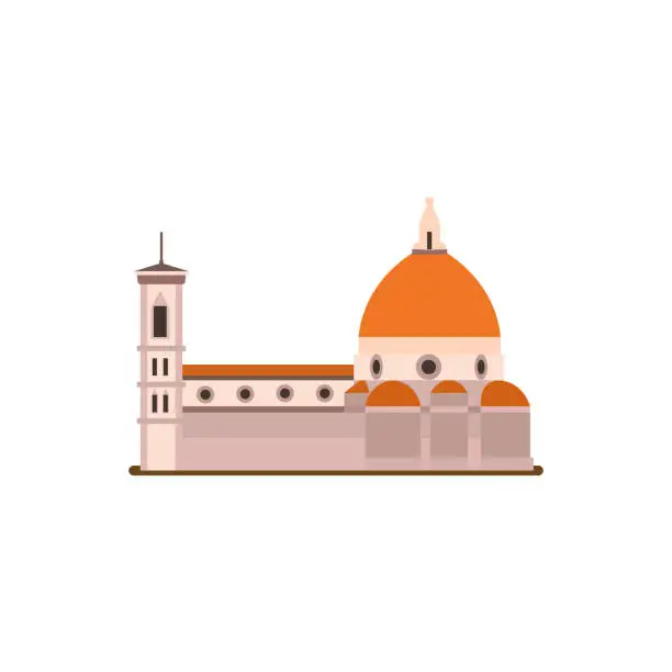 Vector illustration of Florence Cathedral, Flat style illustration