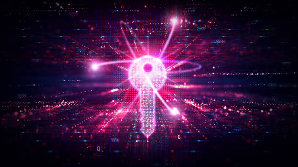 post quantum cryptography and quantum resistant cryptography - pqc - conceptual illustration - computertaste stock-grafiken, -clipart, -cartoons und -symbole