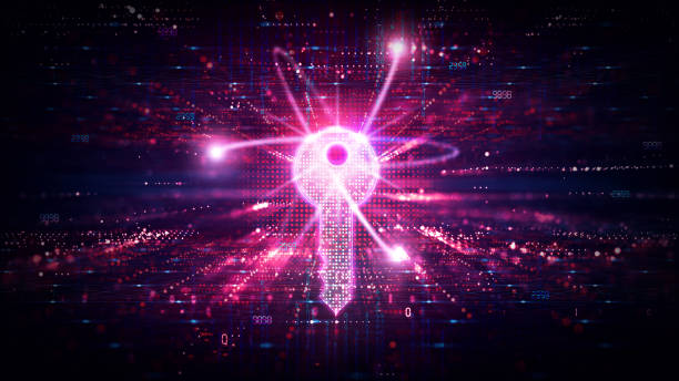 Post Quantum Cryptography and Quantum Resistant Cryptography - PQC - Conceptual Illustration Post Quantum Cryptography and Quantum Resistant Cryptography - PQC - New Cryptographic Algorithms That Are Secure Against Quantum Computers - Conceptual Illustration computer key stock illustrations