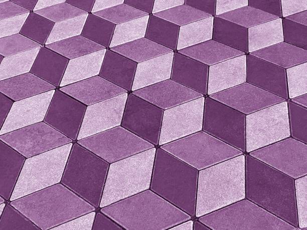 Purple geometric tiles abstract background.