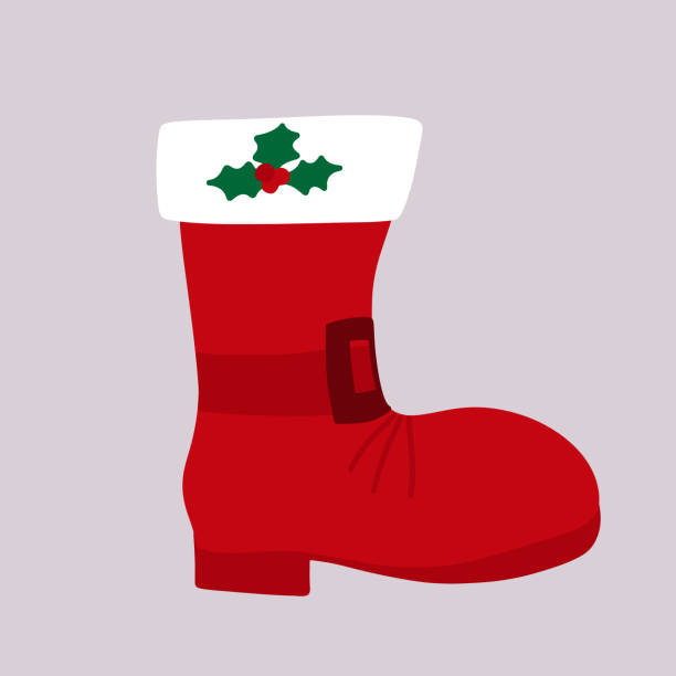 einfache handgezeichnete santa boot doodle vektorillustration - nikolaus stiefel stock-grafiken, -clipart, -cartoons und -symbole