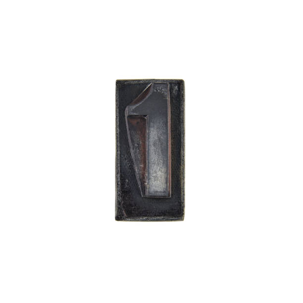istock Capital letter on retro rubber stamp with white background, Number - 1 1443081443