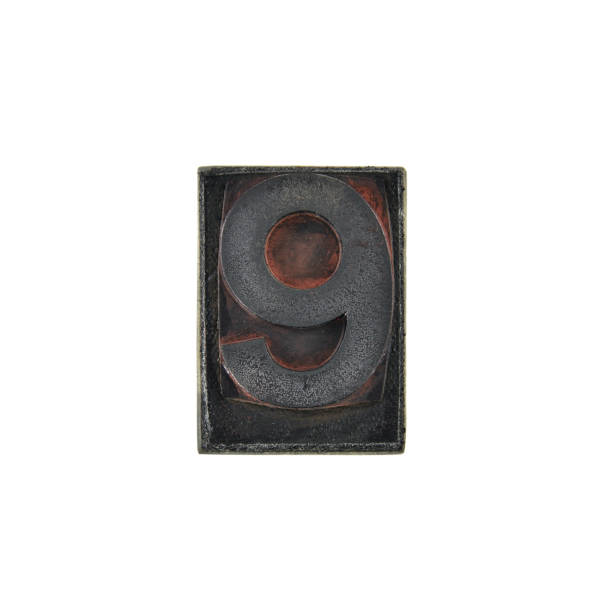 istock Capital letter on retro rubber stamp with white background, Number - 9 1443082218