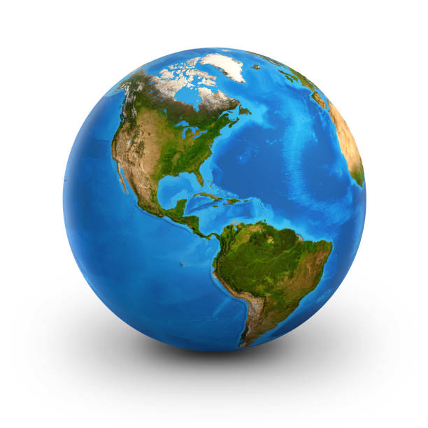 планета земля земного шара. северная и южная америка. - planet sphere globe usa стоковые фото и изображения