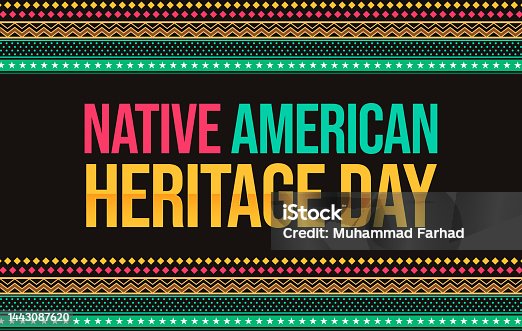 istock Native American Heritage Day Wallpaper in traditional border design style. American heritage day colorful background with typography and design 1443087620
