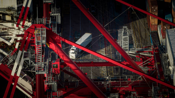 istock A container terminal in Lisbon nearby the river and its components. 1443092685