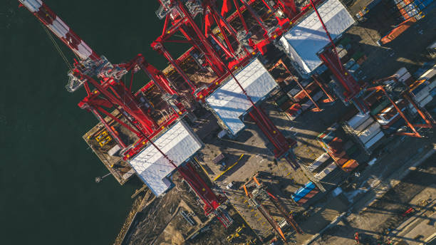 istock A container terminal in Lisbon nearby the river and its components. 1443092691