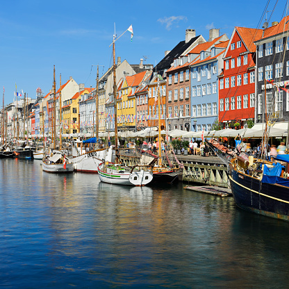 Nyhavn cityscape - the canal district of Copenhagen (Denmark).