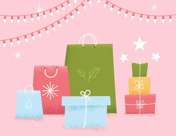 Vector illustration of Cute Christmas Gift Bags