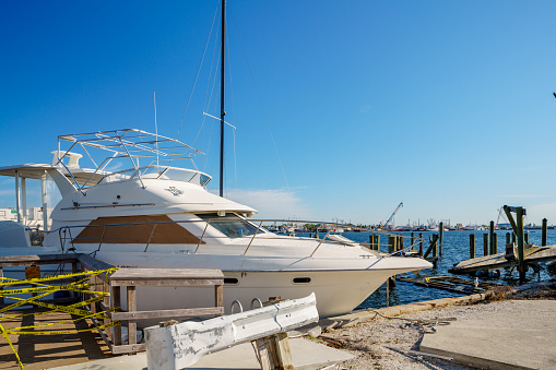 luxury yacht moored at coconut grove marina, miami.
