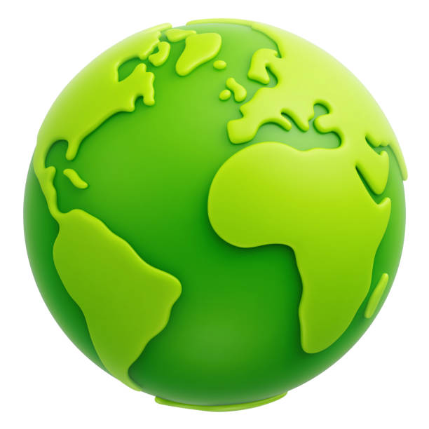 Green cartoon planet Earth 3d vector icon Green cartoon planet Earth 3d vector icon on white background. Earth Day. Green planet. Ecological concept. Mother Nature. Vector illustration better world stock illustrations