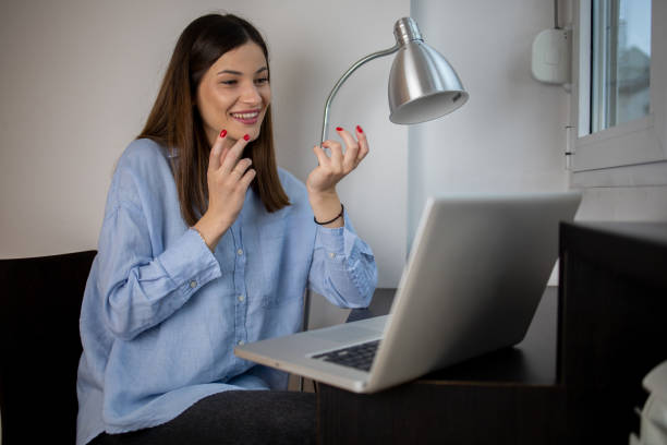istock Young woman working from home 1443110559