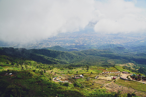 High view from Phu Thap Boek Mountain  Phetchabun Province, Thailand. Cold weather, high mountains and thick fog.