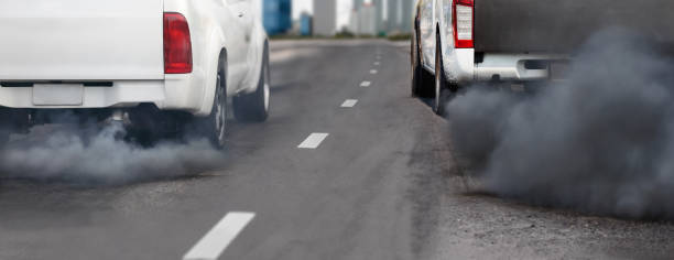 istock Air pollution from vehicle exhaust pipe on road 1443119918