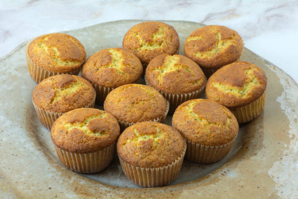 istock Lemon poppy seed muffins on plate 1443123041