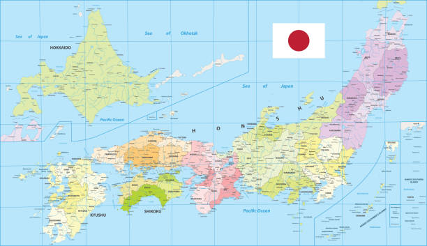 istock Detailed Political Map of Japan 1443126533