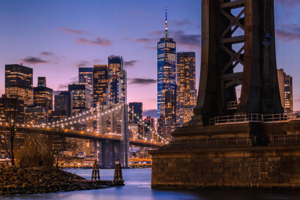 istock The Brooklyn Bridge, Freedom Tower and Lower Manhattan at Night 1443131773