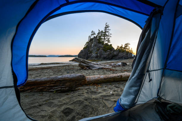 Camping at Brady's Beach, Bamfield, Vancouver Island, BC Canada
