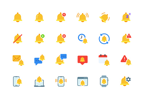 Notification Flat Icons. Vector illustration.