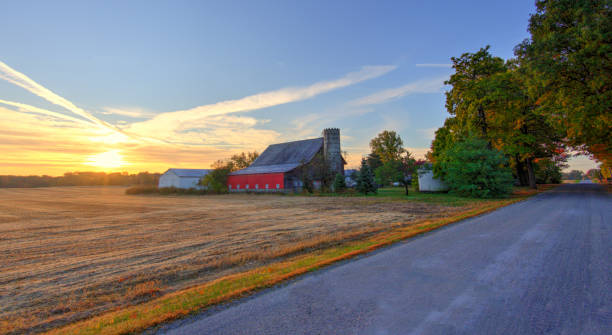 istock Old Red Barn at sunrise-Tipton County, Indiana 1443134253