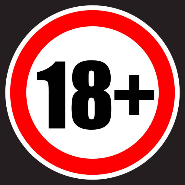 illustrations, cliparts, dessins animés et icônes de limite d’âge de 18 ans et plus, vecteur de signalisation et d’étiquette - 18 19 years number 18 below warning symbol