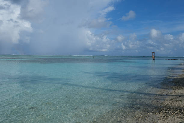 Dhiffushi is the most eastern inhabited island of the Maldives and witnesses the sunrise first in the country. Beautiful afternoon scene.