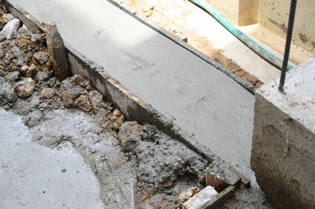 istock steelbar on cement pole and cement floor, construction industry 1443140568