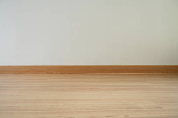 istock wooden floor and white wall, construction industry 1443140654