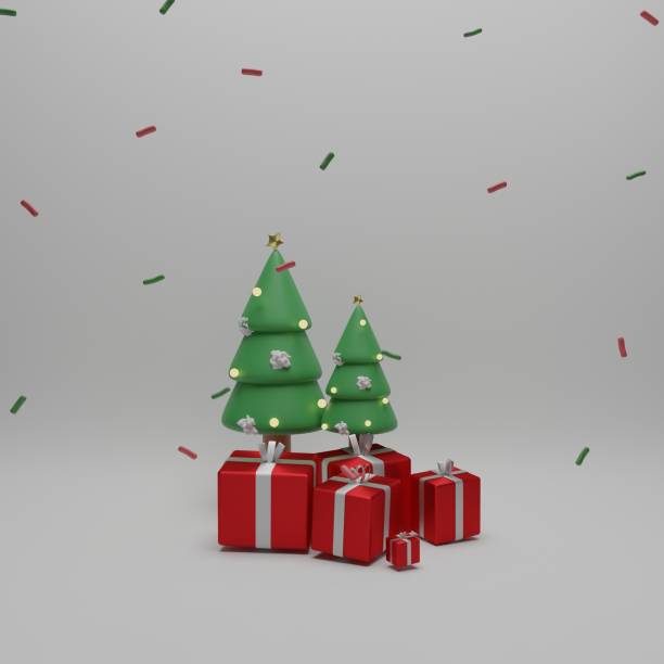 istock Christmas tree isolate for design Christmas tree and gifts 3D 1443142654