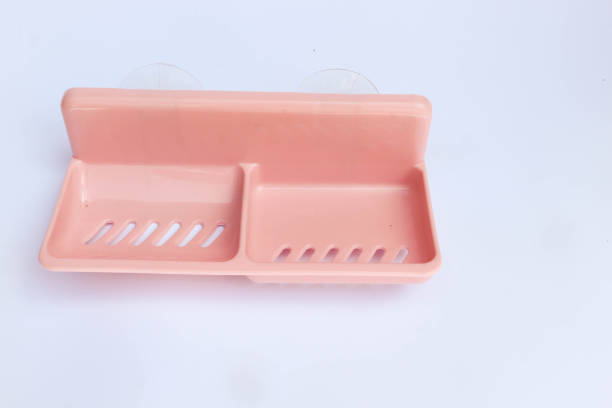 istock plastic pink soap dish isolated on white background, close up 1443145358