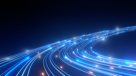 High Speed Light Streaks internet data lines