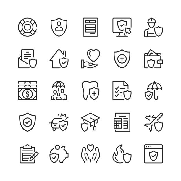 Insurance line icons. Outline symbols. Vector line icons set vector art illustration