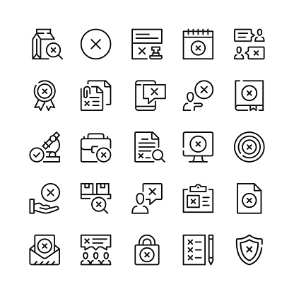 X mark line icons. Outline symbols. Vector line icons set