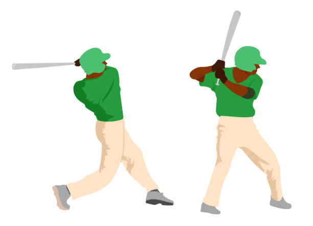 ilustrações de stock, clip art, desenhos animados e ícones de batter up green - color image batting illustration technique adult