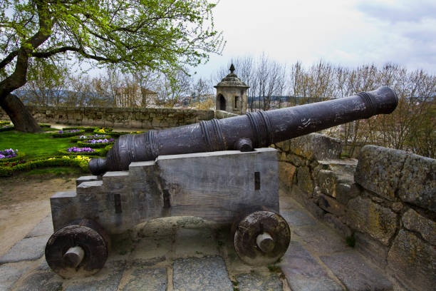 Ancient cannon on defending wall  in Chaves, Portugal.