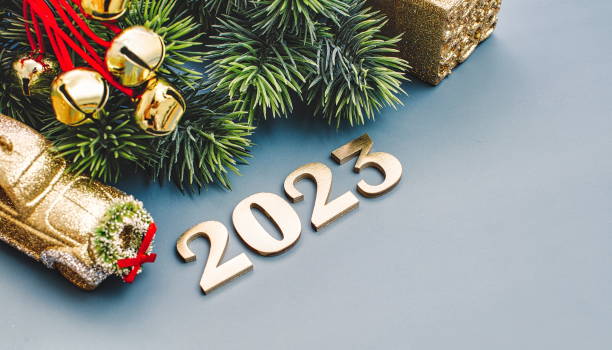 Merry Christmas and happy new year concept. Happy New Year. copy space stock photo