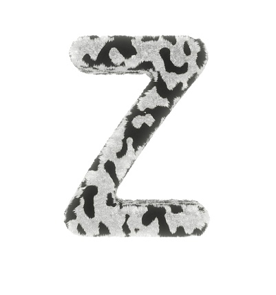 3D Render of Cow Themed Font  Letter Z