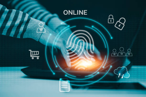 istock Hand Hacker touch laptop or smartphone and Touching in graph Screen code of a media screen on the White background, Technology Process System Business and hacks online concept, Copy space 1443166899
