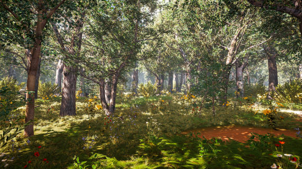 istock Sustainable environment and ecosystem protection. 3d rendering of landscape 1443168086