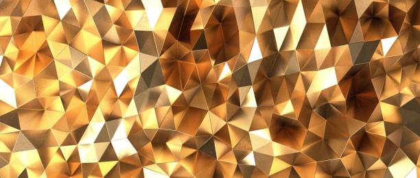 istock 3D rendering of gold crystal abstract geometric polygonal shapes background 1443170128