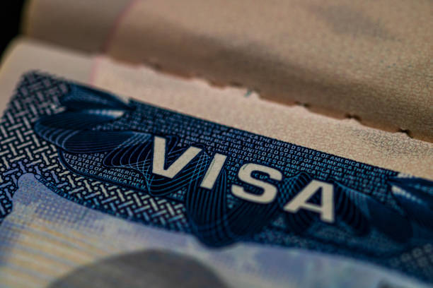 istock Closeup shot of US visa passport 1443171063