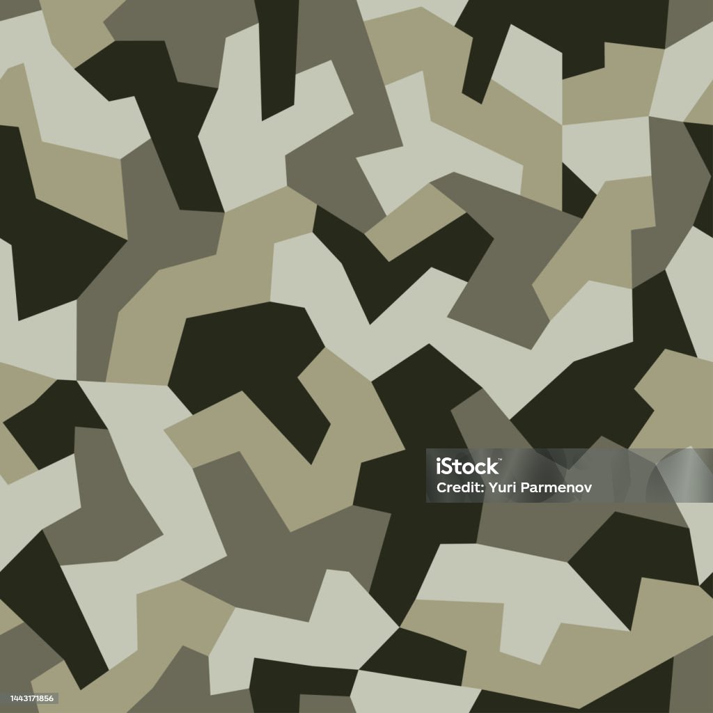 Black Military Camouflage Seamless Pattern Vector Stock