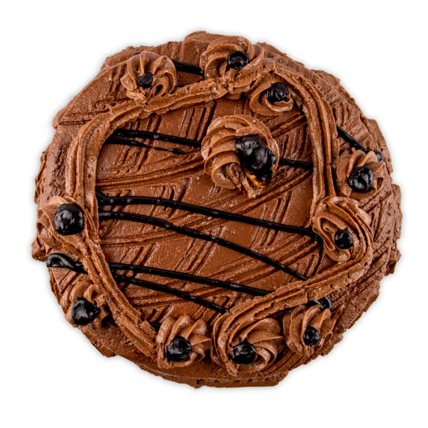 istock Overhead shot of a delectable chocolate cake isolated on white background 1443172363