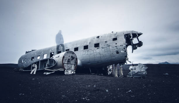 istock Solheimasandur plane wreck with a ghost 1443172982